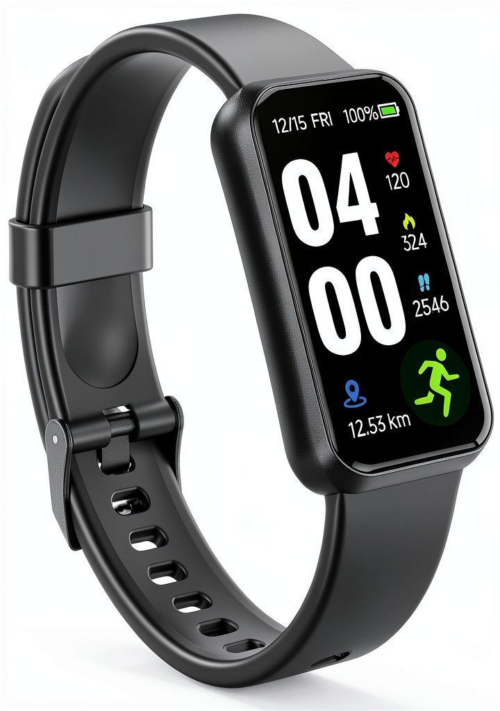 User checking fitness tracker stats during a morning run
