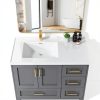 GETPRO Vanity Top White Sink Countertop Integrated Backsplash-0