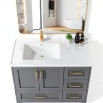GETPRO Vanity Top White Sink Countertop Integrated Backsplash-0