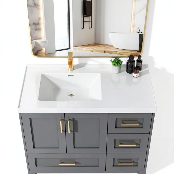 GETPRO Vanity Top White Sink Countertop Integrated Backsplash-0