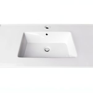 Kingston Brass 37‑inch white ceramic vanity sink top 1‑Hole-0
