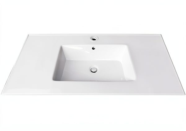 Kingston Brass 37‑inch white ceramic vanity sink top 1‑Hole-0
