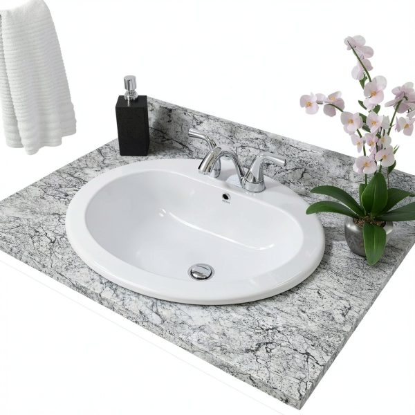 MSI White 21 in. X 18 in. Oval Porcelain Overmount Vanity Sink-4