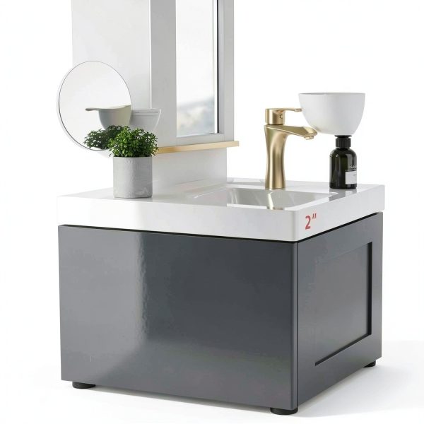 GETPRO Vanity Top White Sink Countertop Integrated Backsplash-3
