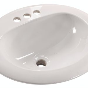 MSI White 21 in. X 18 in. Oval Porcelain Overmount Vanity Sink-0