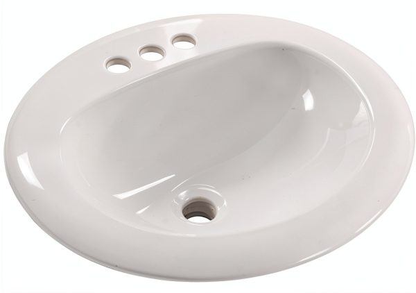 MSI White 21 in. X 18 in. Oval Porcelain Overmount Vanity Sink-0
