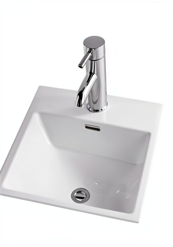 Bathroom Sink AMASHEN 20.5" x 14.4" Ceramic Vanity Basin White-3