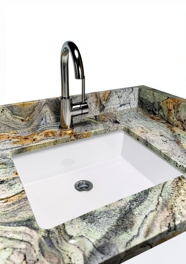 Undermount Bathroom Sink AMASHEN 17 Inch White Ceramic Rectangular-7