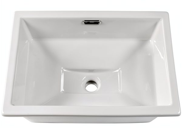 Bathroom Sink AMASHEN 20.5" x 14.4" Ceramic Vanity Basin White-0