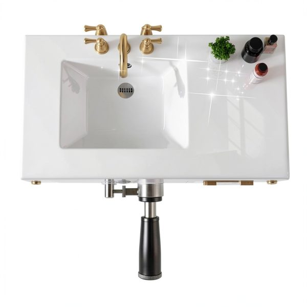 GETPRO Vanity Top White Sink Countertop Integrated Backsplash-4