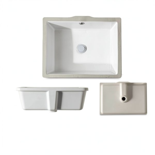 Undermount Bathroom Sink AMASHEN 17 Inch White Ceramic Rectangular-2