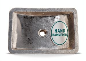 Metal Bathroom Sink 20" Hand Hammered Polished Undermount Highpoint-0