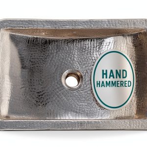 Metal Bathroom Sink 20" Hand Hammered Polished Undermount Highpoint-0