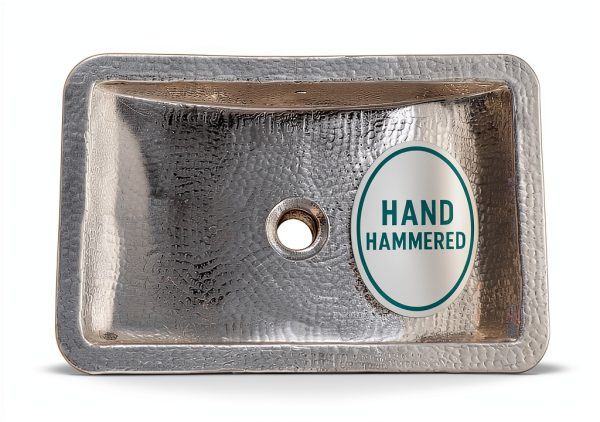 Metal Bathroom Sink 20" Hand Hammered Polished Undermount Highpoint-0