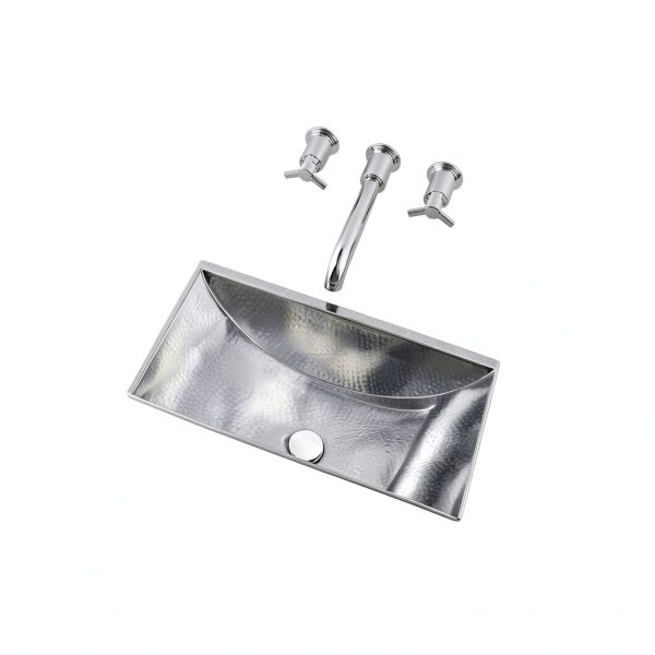 Metal Bathroom Sink 20" Hand Hammered Polished Undermount Highpoint-6