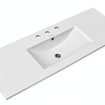 Ceramic Vanity Top 48 inch in Swiss Madison White In with 3 Faucet-0