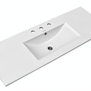 Ceramic Vanity Top 48 inch in Swiss Madison White In with 3 Faucet-0