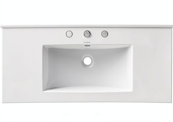 Ceramic Vanity Top 48 inch in Swiss Madison White In with 3 Faucet-1