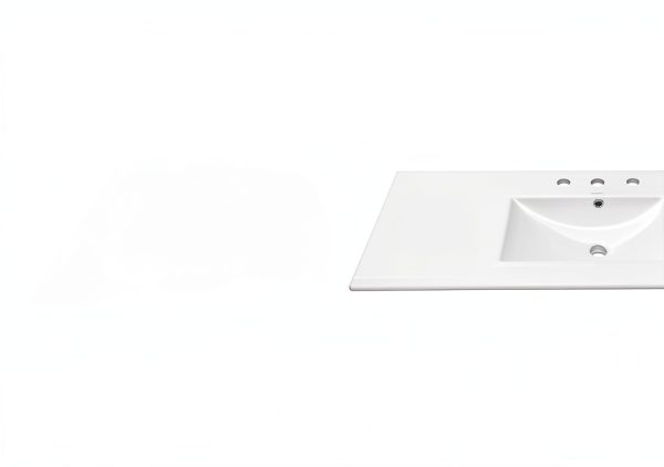 Ceramic Vanity Top 48 inch in Swiss Madison White In with 3 Faucet-4